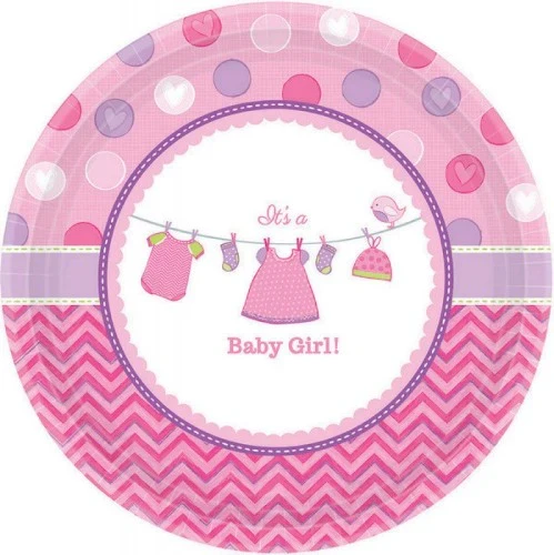Plates - Shower With Love Girl - Pack of 8