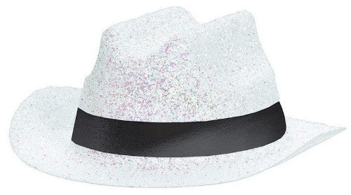 Mini Glitter Cowboy Hat - White