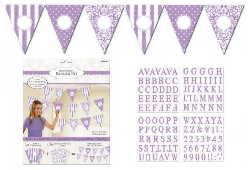 Personalized Pennant Banner - Lilac (24 units) - Pack of 24