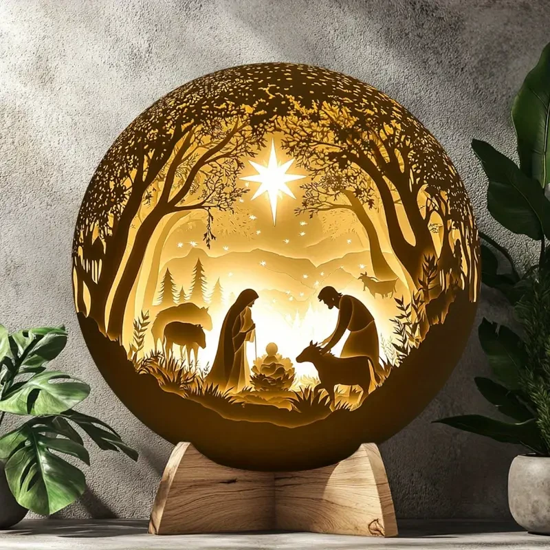 Jesus Birth Scene Decorative Wall Art, 20.32x20.32 cm
