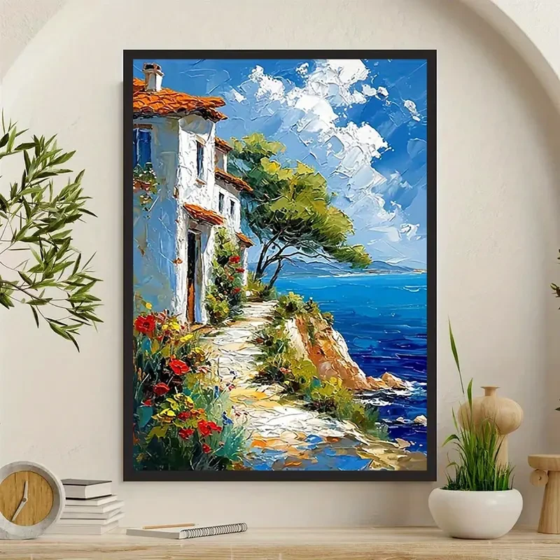 Coastal Town Scenery Canvas Print Poster