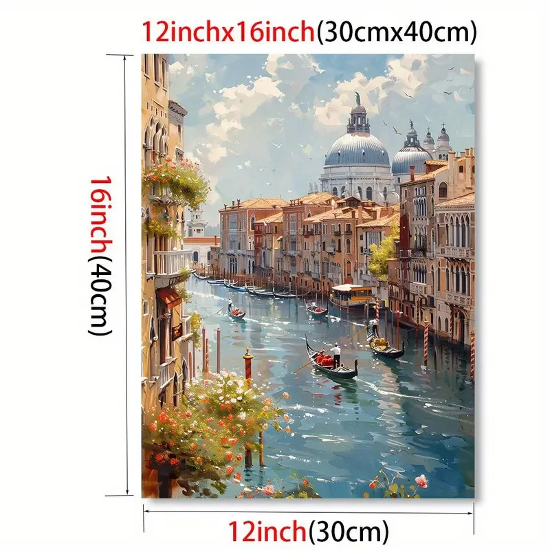 Venice Canals Scene - 30.48x40.64cm Unframed Canvas Art Print