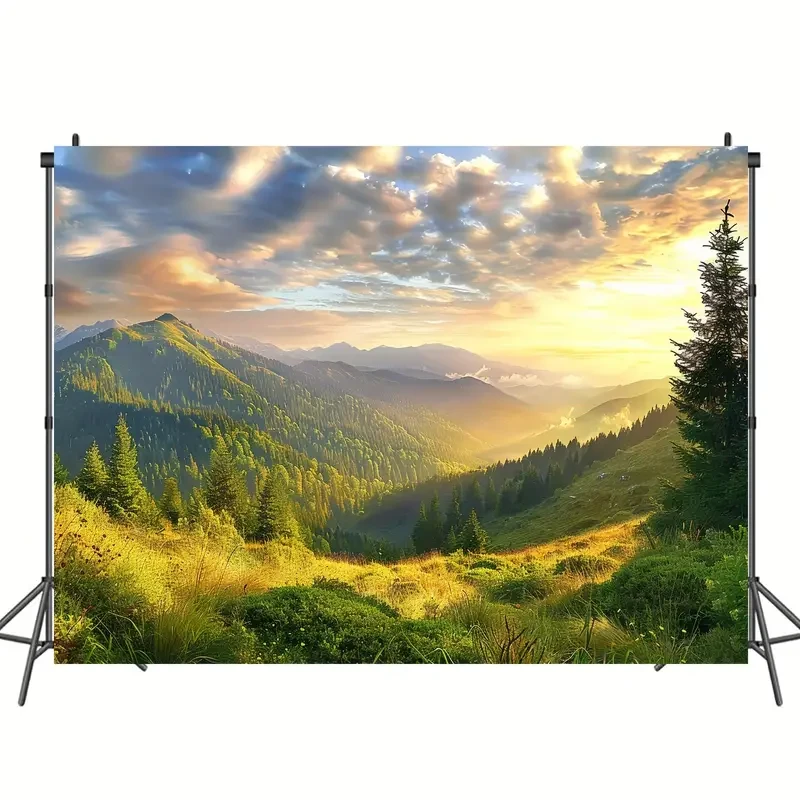 Polyester Mountain Scenery Backdrop - Universal Fit for All Occasions
