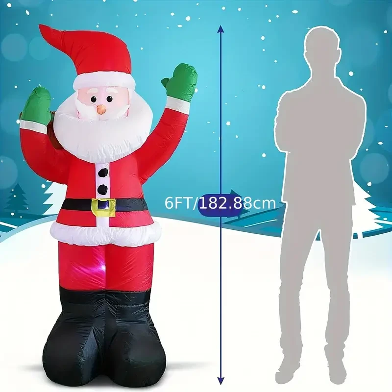 6Ft Christmas Inflatable Santa Claus Outdoor Decoration LED Light Up Xmas Yard