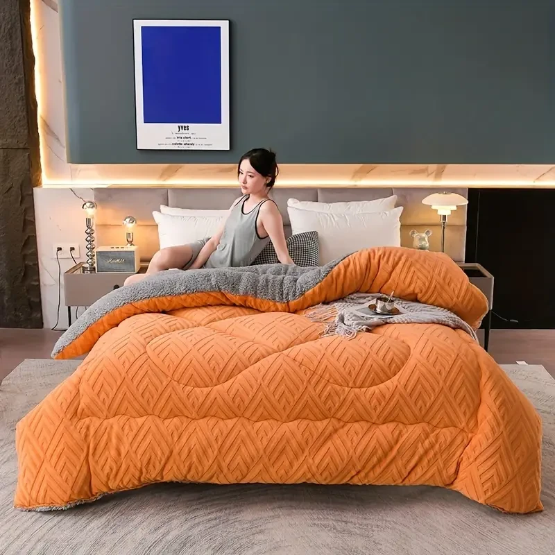 1pc Embossed Velvet Winter Comforter  Ultra-Soft, Warm & Lightweight All-Season Blanket