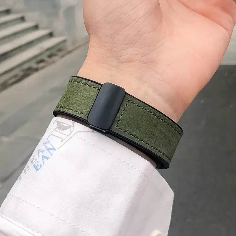 Premium Silicone & Leather Apple Watch Band