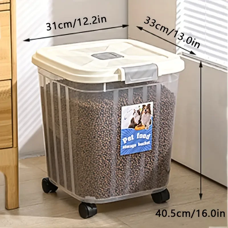PetSafe Dry Food Storage Container - Smooth-Pulley System, Airtight Insect-Proof Design for Moisture-Free Dog & Cat Food, Secure Storage Bucket