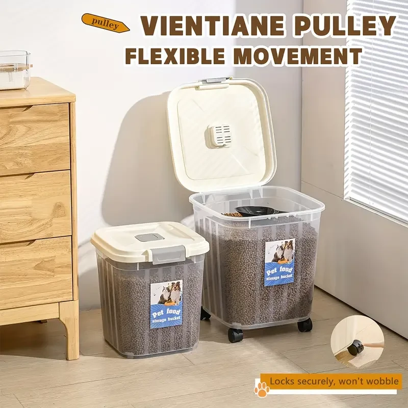 PetSafe Dry Food Storage Container - Smooth-Pulley System, Airtight Insect-Proof Design for Moisture-Free Dog & Cat Food, Secure Storage Bucket