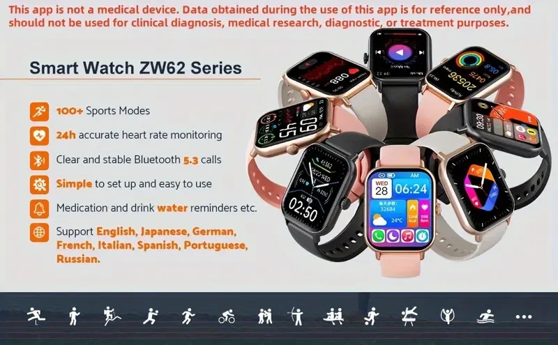 2.01" Smart Watch With Body Temp/ Sleep Monitor, Smart Watch With Wireless Call(Answer/ Make/ Reject Calls) For Men Women, Fitness Activity Tracker With 100+ Sports Modes/ AI Voice/ Calculator, Compatible With Android IPhone