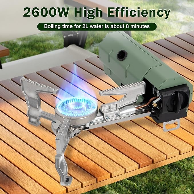 Orifesio Foldable 2600W Camping Stove  Portable Butane Stove with Windshield & Storage Bag for Camping, Hiking & Travel