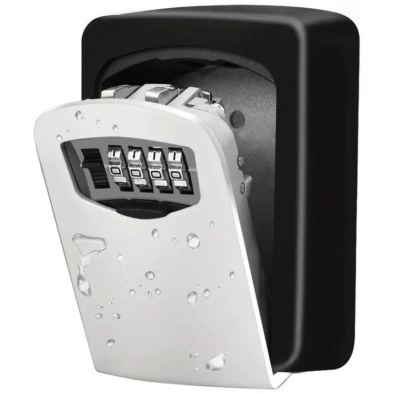 Heavy Duty Wall Mounted Key Lock Box - Weatherproof Key Safe with Slide Cover, Holds Up to 8 Keys
