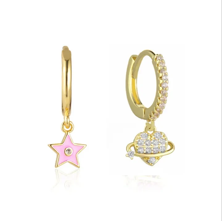 Colorful Starry Sky Love Earrings