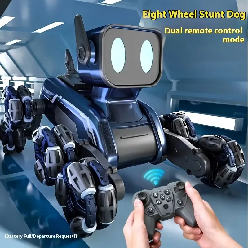 Halloween 8-wheel Robot Dog Stunt Intelligent Gesture Dual Control Drift Climbing Deformation Electric Toy Car Remote Control Robot Dog Toy Gesture Sensing Stunt Remote Control Car People Like Gifts