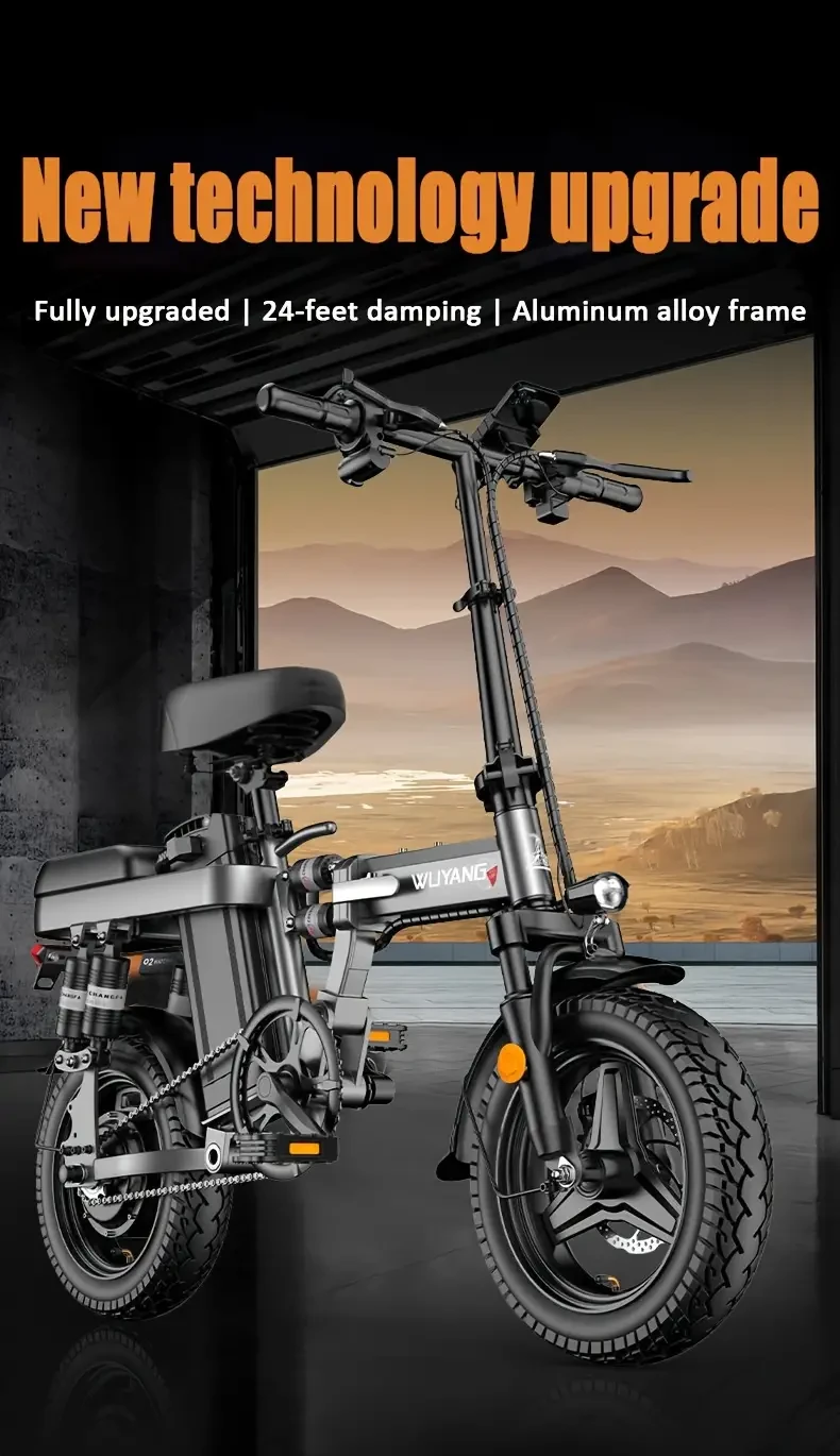 Mini Electric Bike, 12AH, Range 30 Miles, 48V, Dual Disc Brakes, Male And Female, Foldable, Easy To Carry For Commuting, Essential For Travel, 400W Motor
