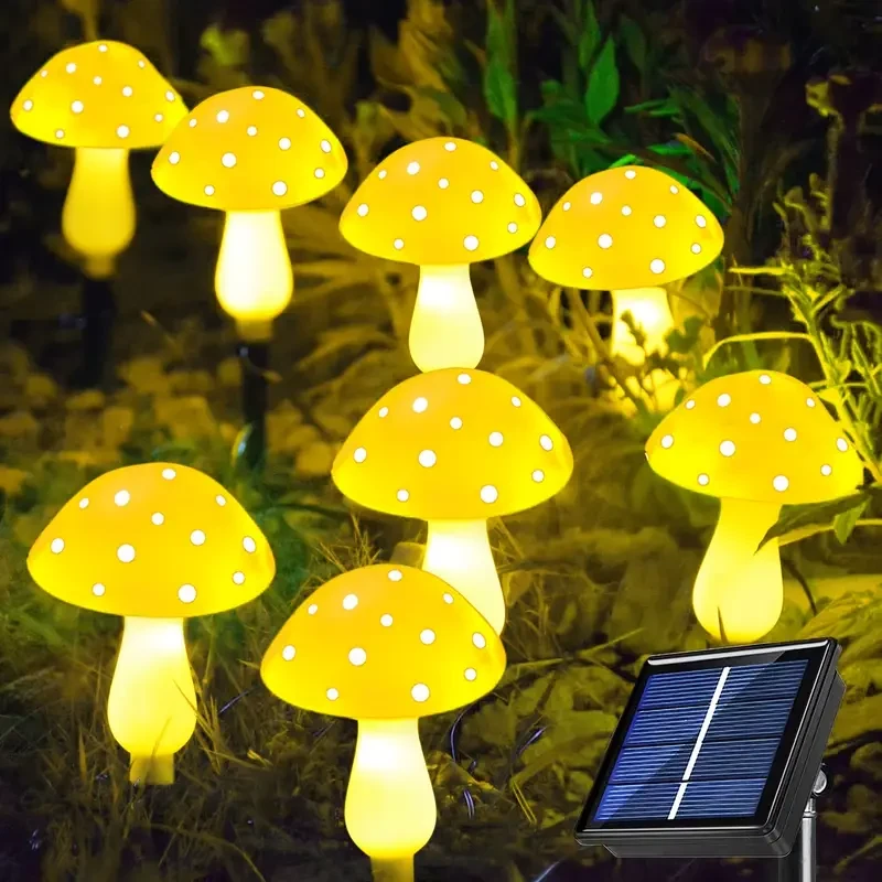 8pcs Solar Mushroom Lights  Outdoor Garden Pathway Decor, 8 Modes, IP65 Waterproof