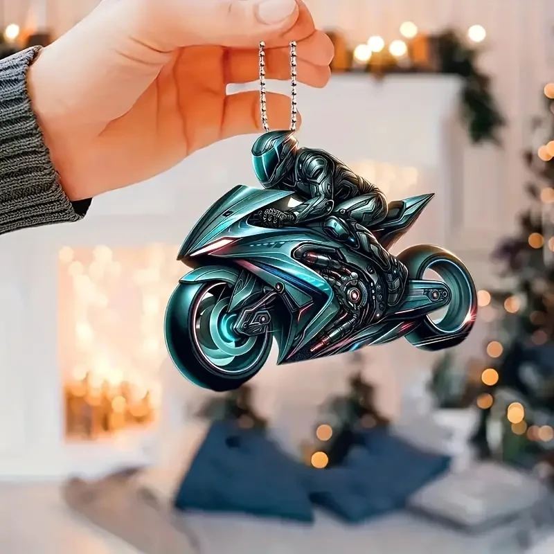 Motorcycle Acrylic Hanging Ornament  2D Sports Bike Keychain & Rearview Mirror Decor