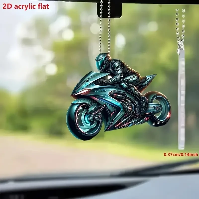 Motorcycle Acrylic Hanging Ornament  2D Sports Bike Keychain & Rearview Mirror Decor
