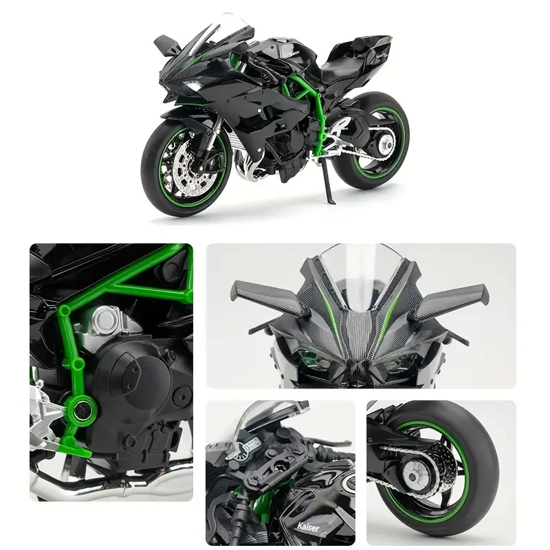 1:12 Alloy Motorcycle Toy Model  Black Motorcycle with Sound & Light Effects