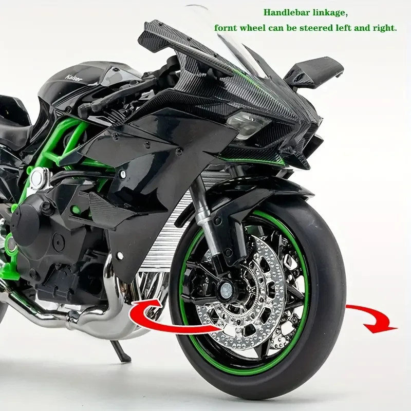 1:12 Alloy Motorcycle Toy Model  Black Motorcycle with Sound & Light Effects