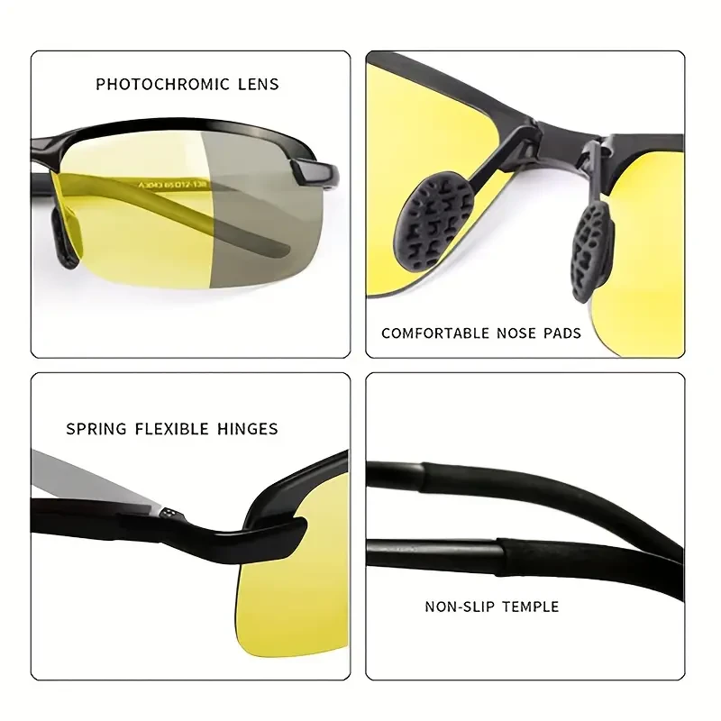 Photochromic Polarized Sports Fashion Glasses - Day & Night Driving, Outdoor Leisure Eyewear
