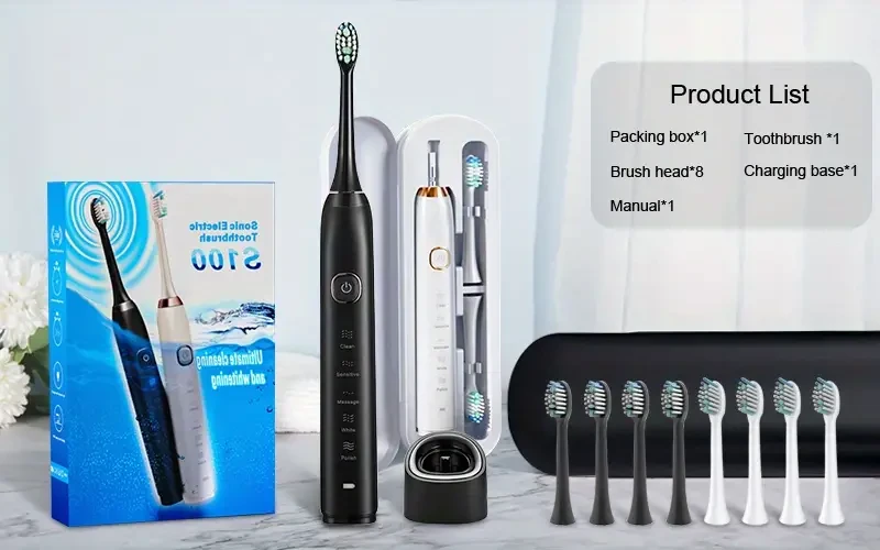 Sonic Electric Toothbrush - Wireless Charging & 5 Brushing Modes