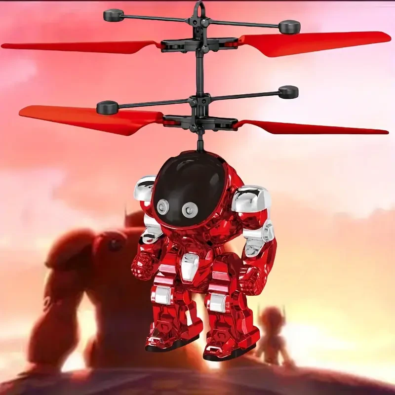 Interactive Mech Warrior Sensing Aircraft Glowing Flying Toy with Advanced Sensors