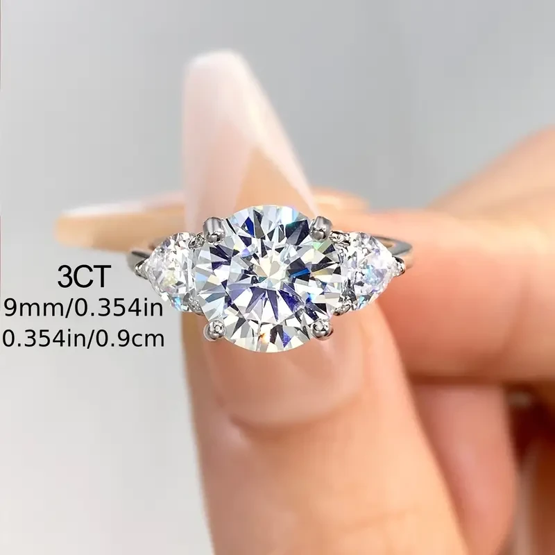 Elegant 3CT Moissanite Engagement Ring Sterling Silver 925, Luxurious Bridal Promise Band, Holiday Theme, Fine Jewelry Gift for Valentine's Day, Wedding & Anniversary - Women's Timeless Elegance