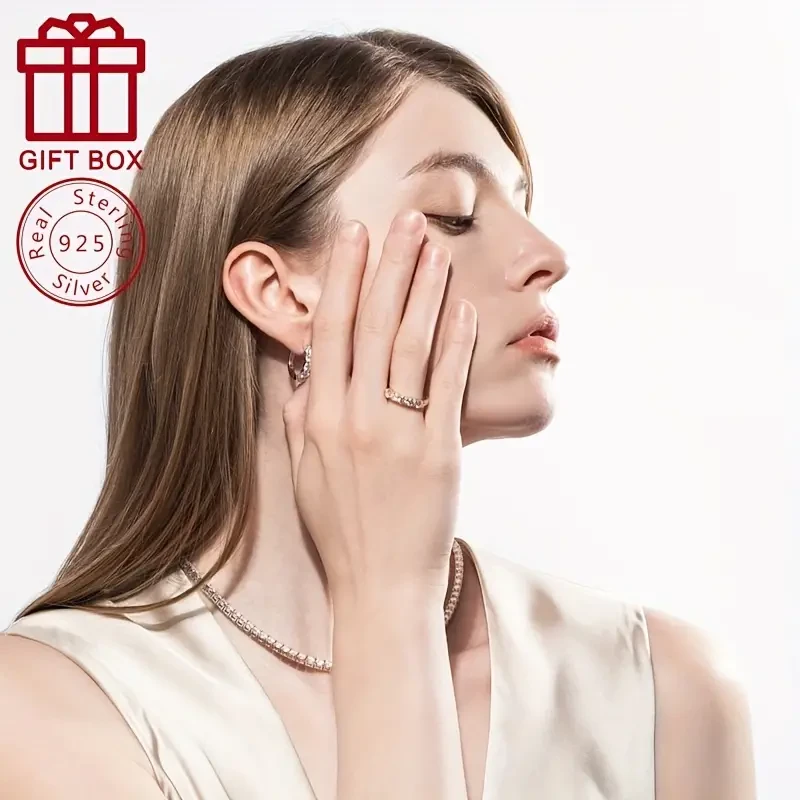 Luxury 14K Golden Plated 925 Silver Moissanite Anniversary Ring, 1.5CT Total Weight, Fashionable Eternal Promise Engagement Band for Women, Suitable for Daily Wear and Special Occasions