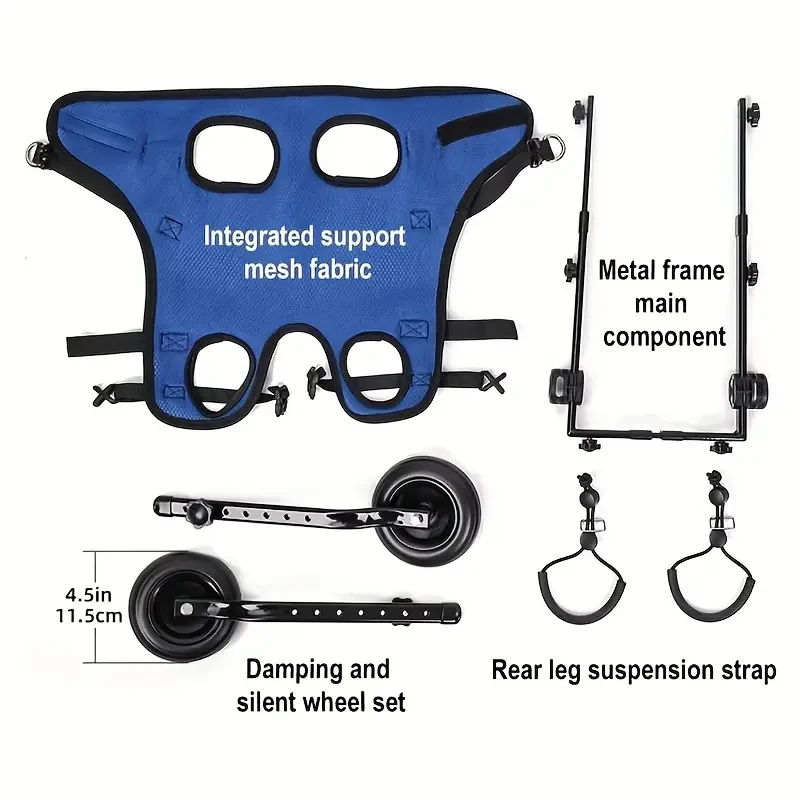 Adjustable Dog Wheelchair for Rehabilitation - Pet Mobility Aid for Disabled, Injured Dogs - Comfortable Walking Assist Cart - Allows for Bathroom Use - Pet Support for Recovery and Health