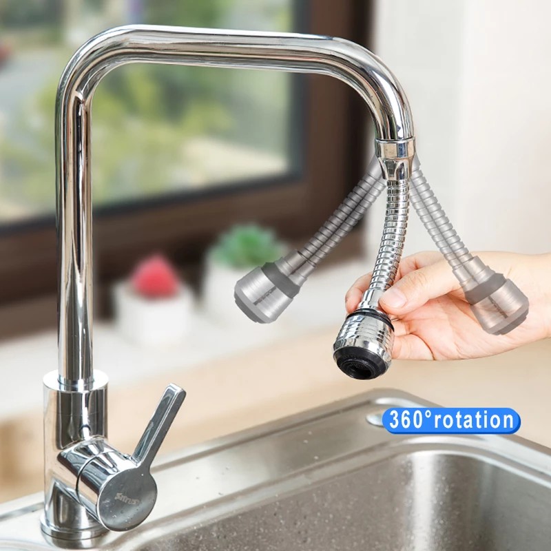 360 Adjustable Kitchen Faucet Extender  Dual Mode Water-Saving Pressurized Filter Sprayer