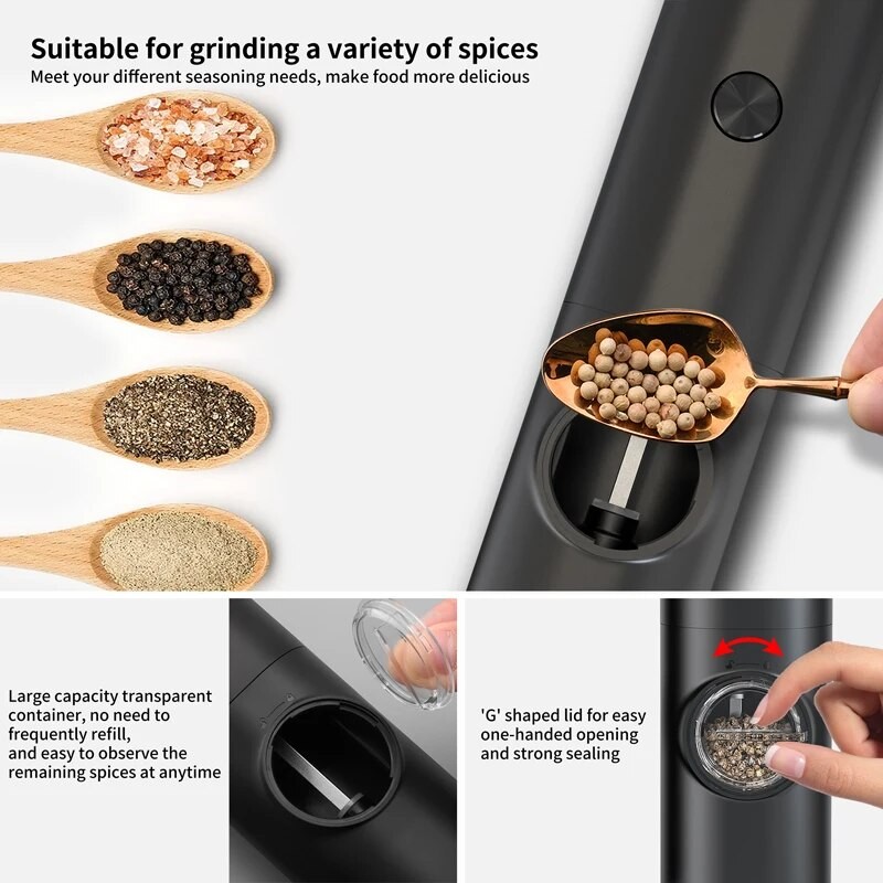 Electric Automatic Pepper and Salt Grinder with LED Light