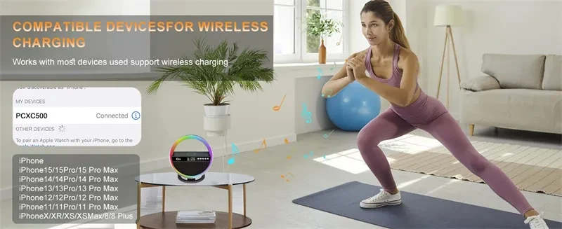 RGB Night Light Wireless Charger Bluetooth-Speaker