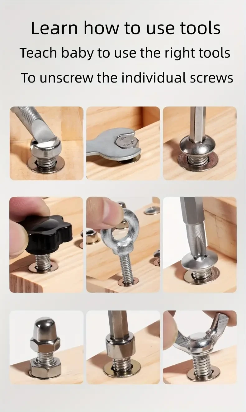 Wooden LED Switch Busy Board with Screwdriver Tool - Early Learning Toy for Youngsters, Hands-On Educational & Relax Activity