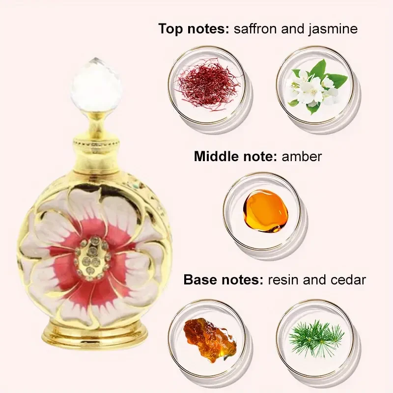 15ml Rose Petal Concentrated Perfume Oil, Dubai-Inspired, Woody Note, 5-15% Fragrance Concentration, Alcohol-Free - Long-Lasting Scent for Women
