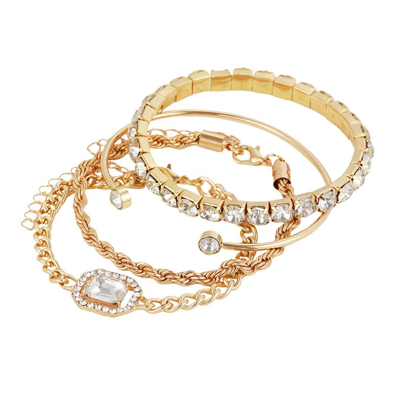 Fashion Jewelry 4 Pcs Crystal Bracelet Set Bohemian Design