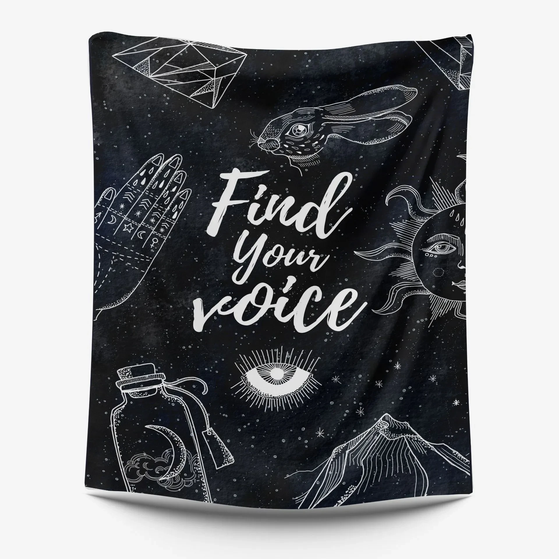 Line Moon Tapestry Wall Decor Mounted