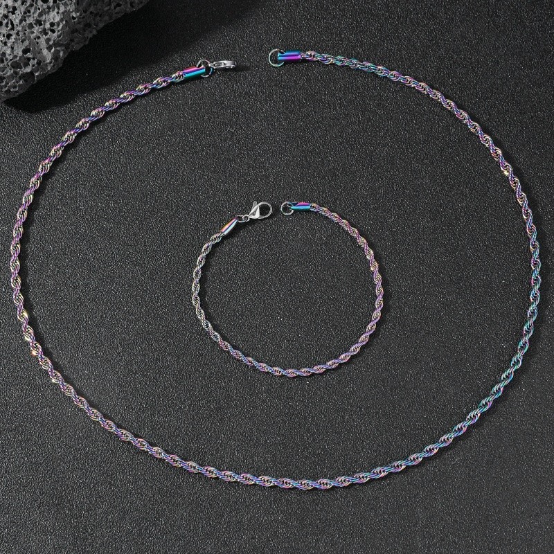 2pcs Twist Chain Necklace & Bracelet Jewelry Set  Elegant Matching Accessories