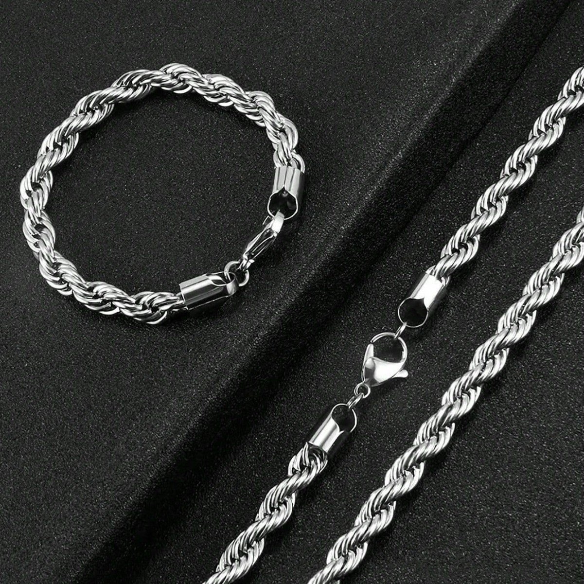 2pcs Twist Chain Necklace & Bracelet Jewelry Set  Elegant Matching Accessories