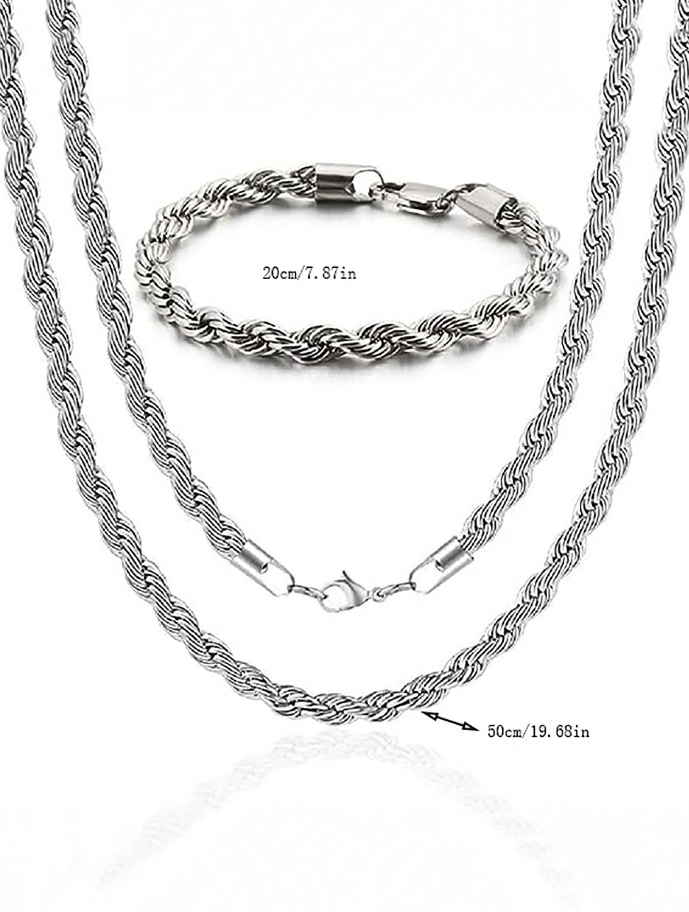 2pcs Twist Chain Necklace & Bracelet Jewelry Set  Elegant Matching Accessories