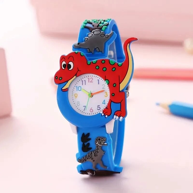 Kids 3D Dinosaur Quartz Watch  Cartoon Silicone Student Watch