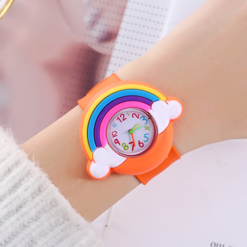 2024 Rainbow Cloud Silicone Kids Watch Cute Cartoon Quartz Watch for Boys & Girls