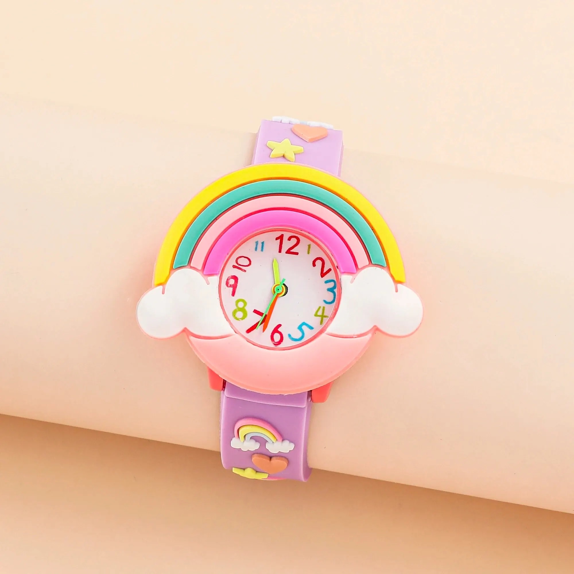 2024 Rainbow Cloud Silicone Kids Watch Cute Cartoon Quartz Watch for Boys & Girls