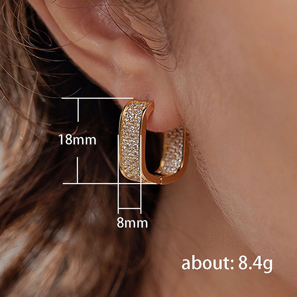 Huitan Korean Fashion CZ Hoop Earrings  Silver/Gold Metal Hoops for Women