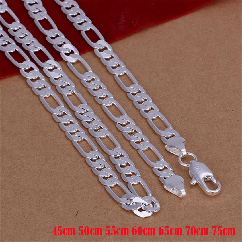 6mm Flat Silver Chain Necklace  High-Quality Unisex Fashion Jewelry