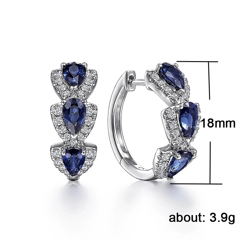 Huitan Luxury Blue CZ Hoop Earrings  Elegant Wedding & Party Jewelry for Women