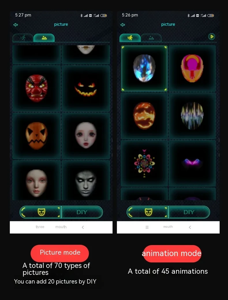 Halloween Face Masks Full Color LED