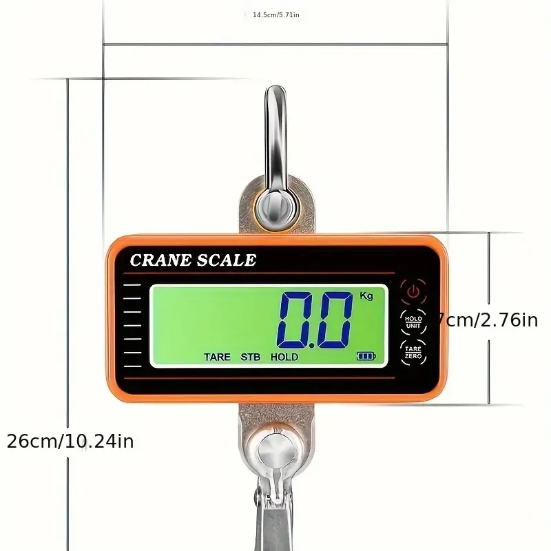 1500kg/3000lb Digital Crane Scale Industrial Heavy Duty Hanging Scale LED Display With Remote Orange