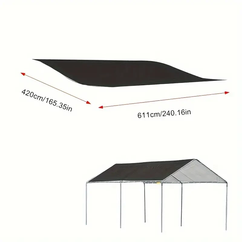 1pc Heavy Duty Waterproof Car Canopy Car Garage Roof Cover, Car Shade Tent Waterproof Fabric Canopy Only Top Cover, No Frame