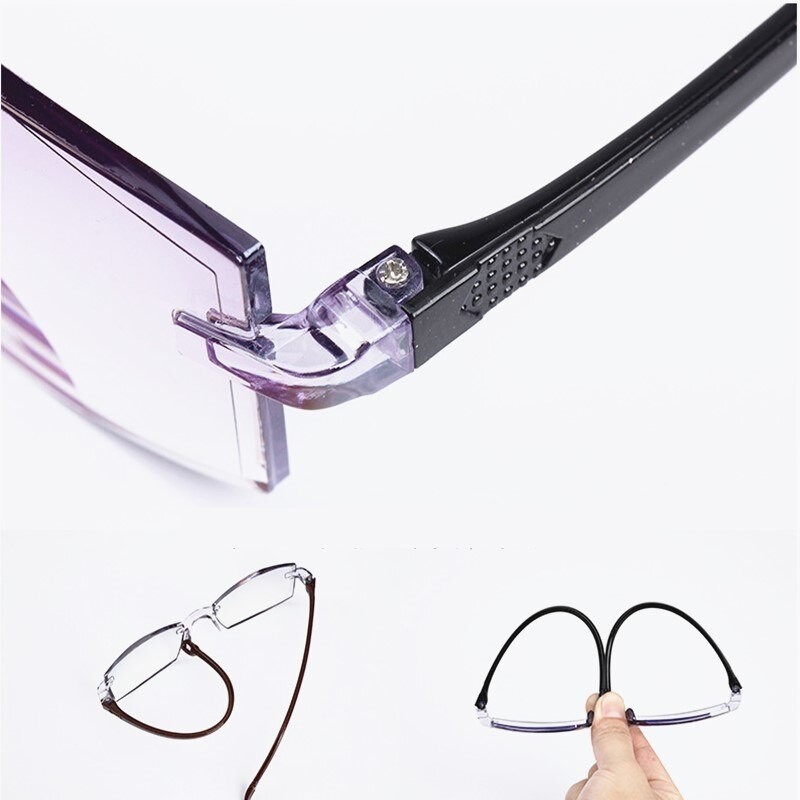 2 Pair Rimless Anti-Blue Light Bifocal Reading Glasses