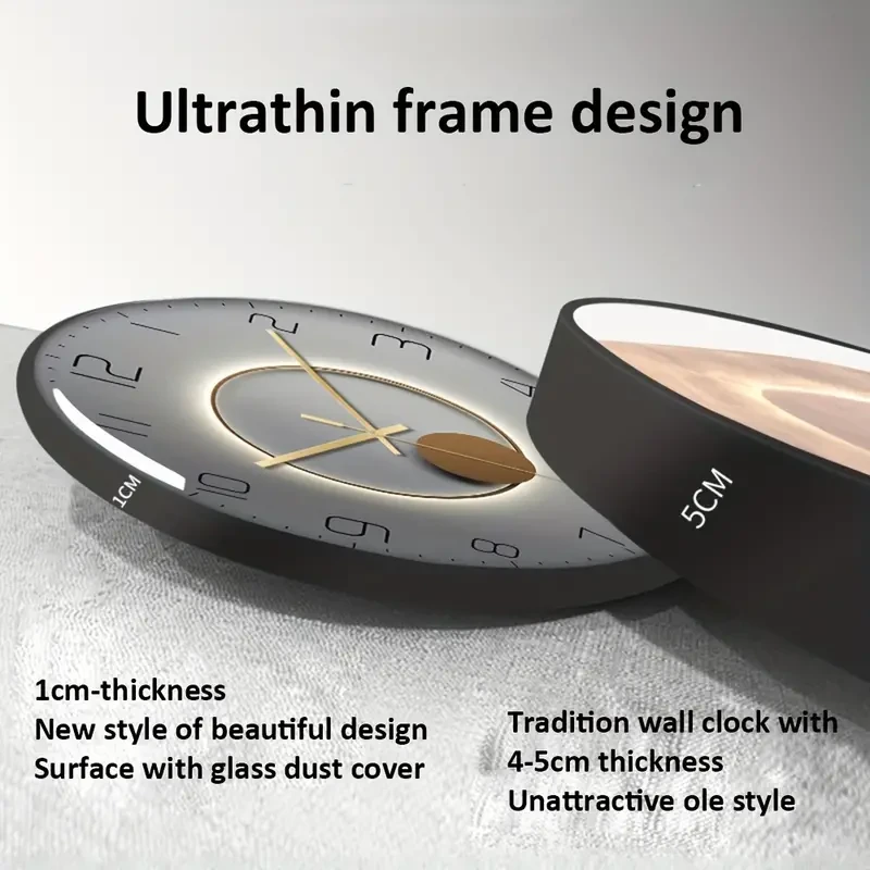 14-Inch PVC Wall Clock with Tempered Glass Cover